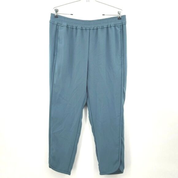 J Crew Reese Crepe Pants Size 12 Blue Green Pull On Elastic Waist Tulip Hem Boho - Picture 1 of 8